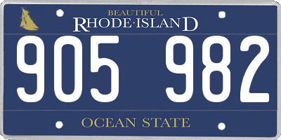 RI license plate 905982