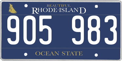 RI license plate 905983