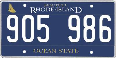 RI license plate 905986