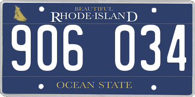 RI license plate 906034