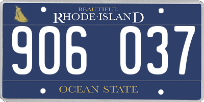 RI license plate 906037