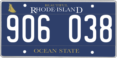 RI license plate 906038