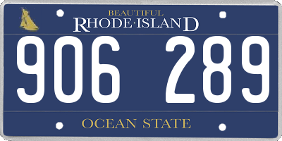 RI license plate 906289