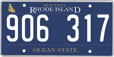 RI license plate 906317