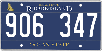 RI license plate 906347