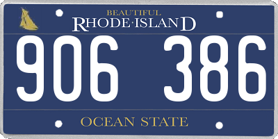 RI license plate 906386