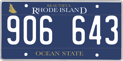 RI license plate 906643