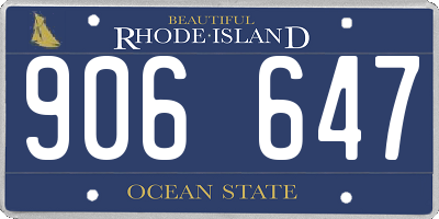 RI license plate 906647