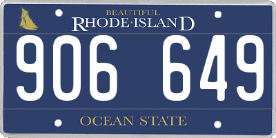 RI license plate 906649