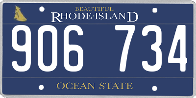 RI license plate 906734