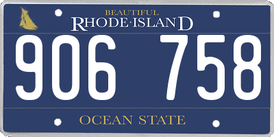 RI license plate 906758