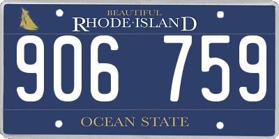 RI license plate 906759