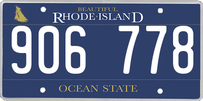 RI license plate 906778