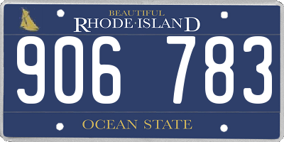 RI license plate 906783