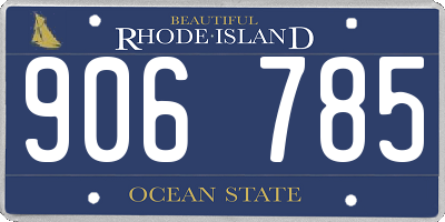 RI license plate 906785