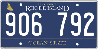 RI license plate 906792