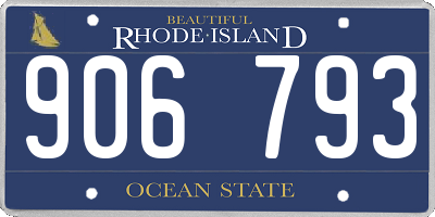 RI license plate 906793
