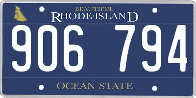 RI license plate 906794