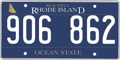 RI license plate 906862