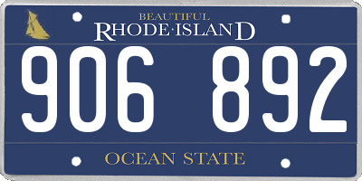 RI license plate 906892