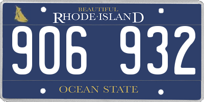 RI license plate 906932