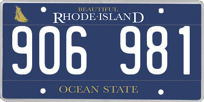 RI license plate 906981
