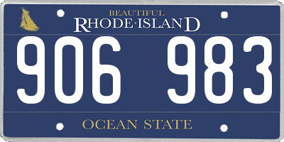 RI license plate 906983