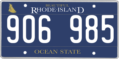 RI license plate 906985