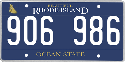RI license plate 906986