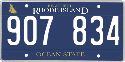 RI license plate 907834