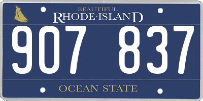 RI license plate 907837