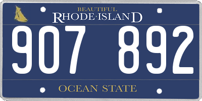 RI license plate 907892