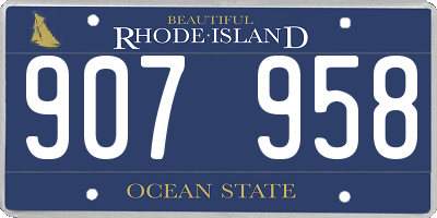 RI license plate 907958