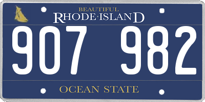 RI license plate 907982