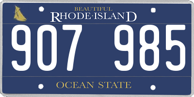 RI license plate 907985