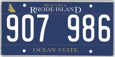 RI license plate 907986