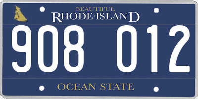 RI license plate 908012