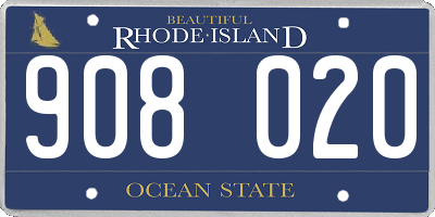 RI license plate 908020