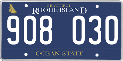 RI license plate 908030