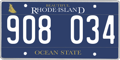 RI license plate 908034