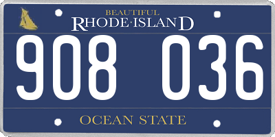 RI license plate 908036
