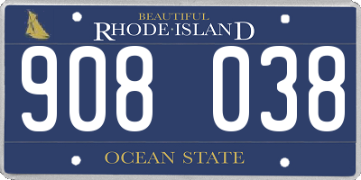 RI license plate 908038