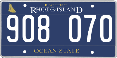 RI license plate 908070