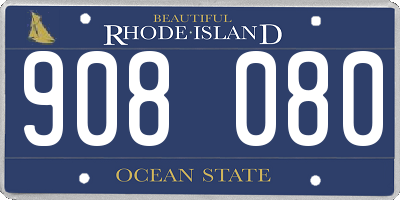 RI license plate 908080