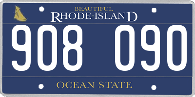 RI license plate 908090