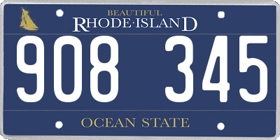 RI license plate 908345