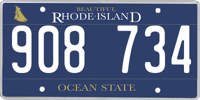 RI license plate 908734
