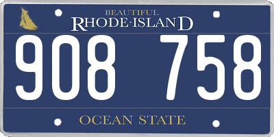 RI license plate 908758