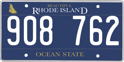 RI license plate 908762