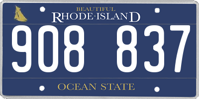 RI license plate 908837